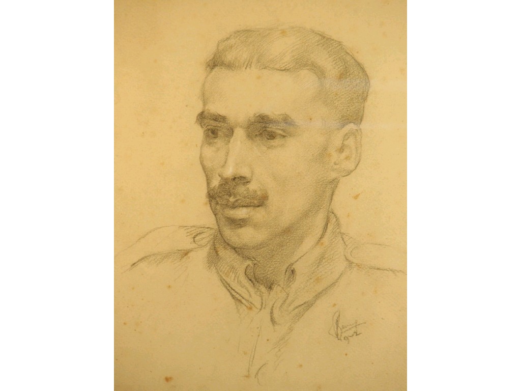 Appraisal: A pencil head and shoulders portrait of a moustached gentleman