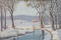 Appraisal: Ray Grathwol American - Winter stream Oil on masonite signed