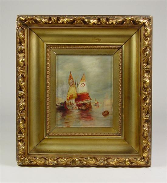 Appraisal: Oil on Panel of Sailboats Late th Century x s