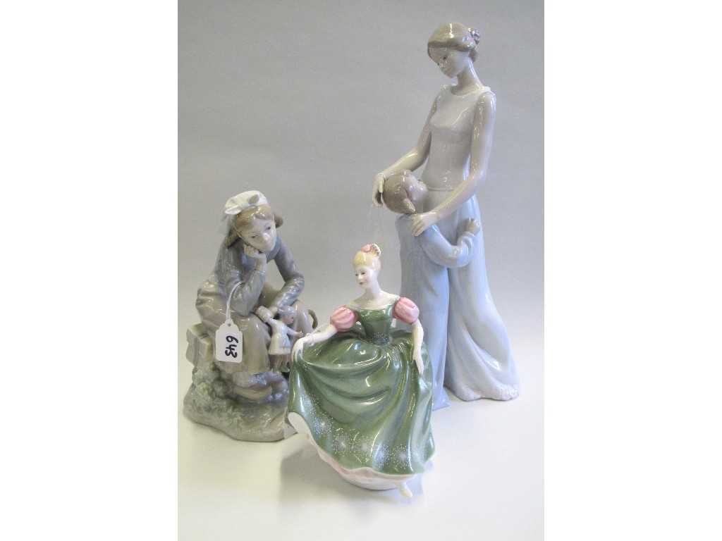 Appraisal: Lladro mother and daughter group Lladro girl and Doulton figure