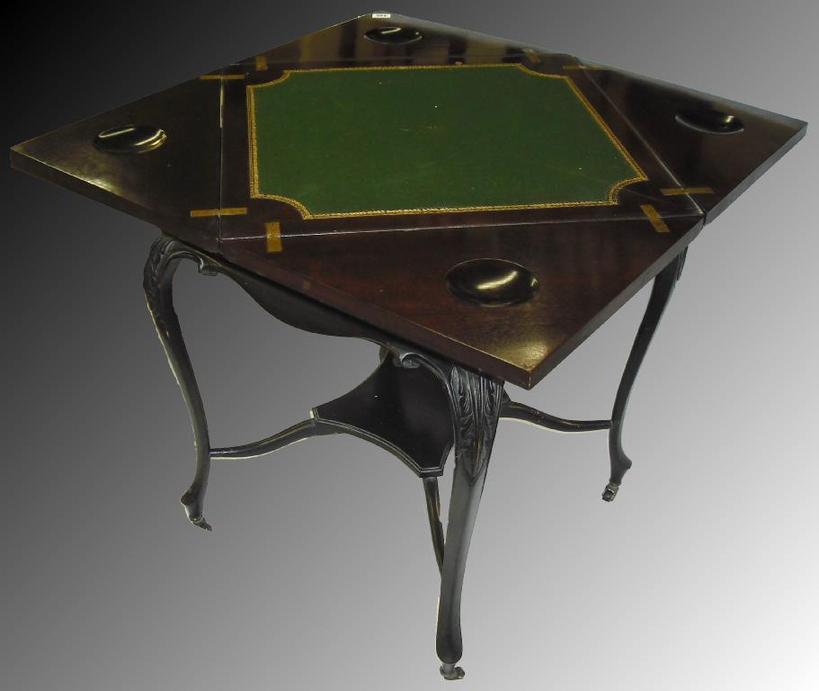 Appraisal: Late th century dark mahogany envelope card table the swivel