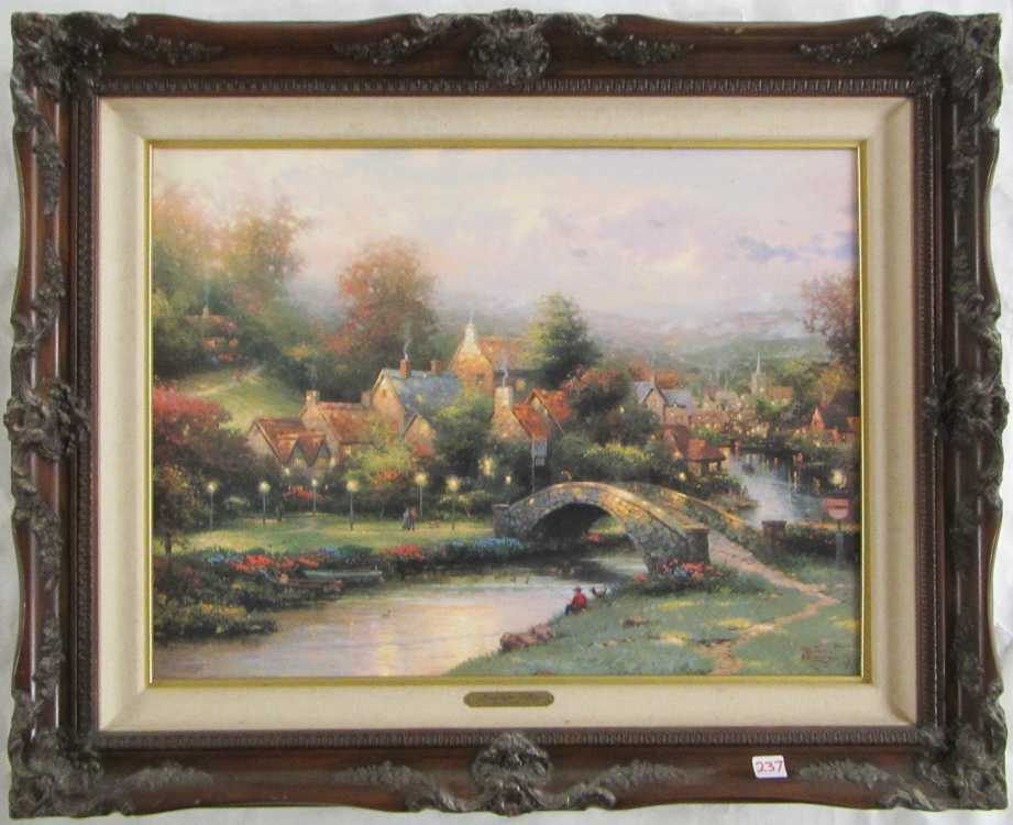 Appraisal: THOMAS KINKADE EMBELLISHED OFFSET LITHOGRAPH ON CANVAS United States -