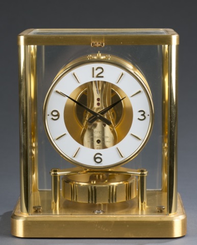 Appraisal: Atmos Jaeger-LeCoultre Brass Mantel Clock Thirteen-jewel gilt brass Swiss mantel