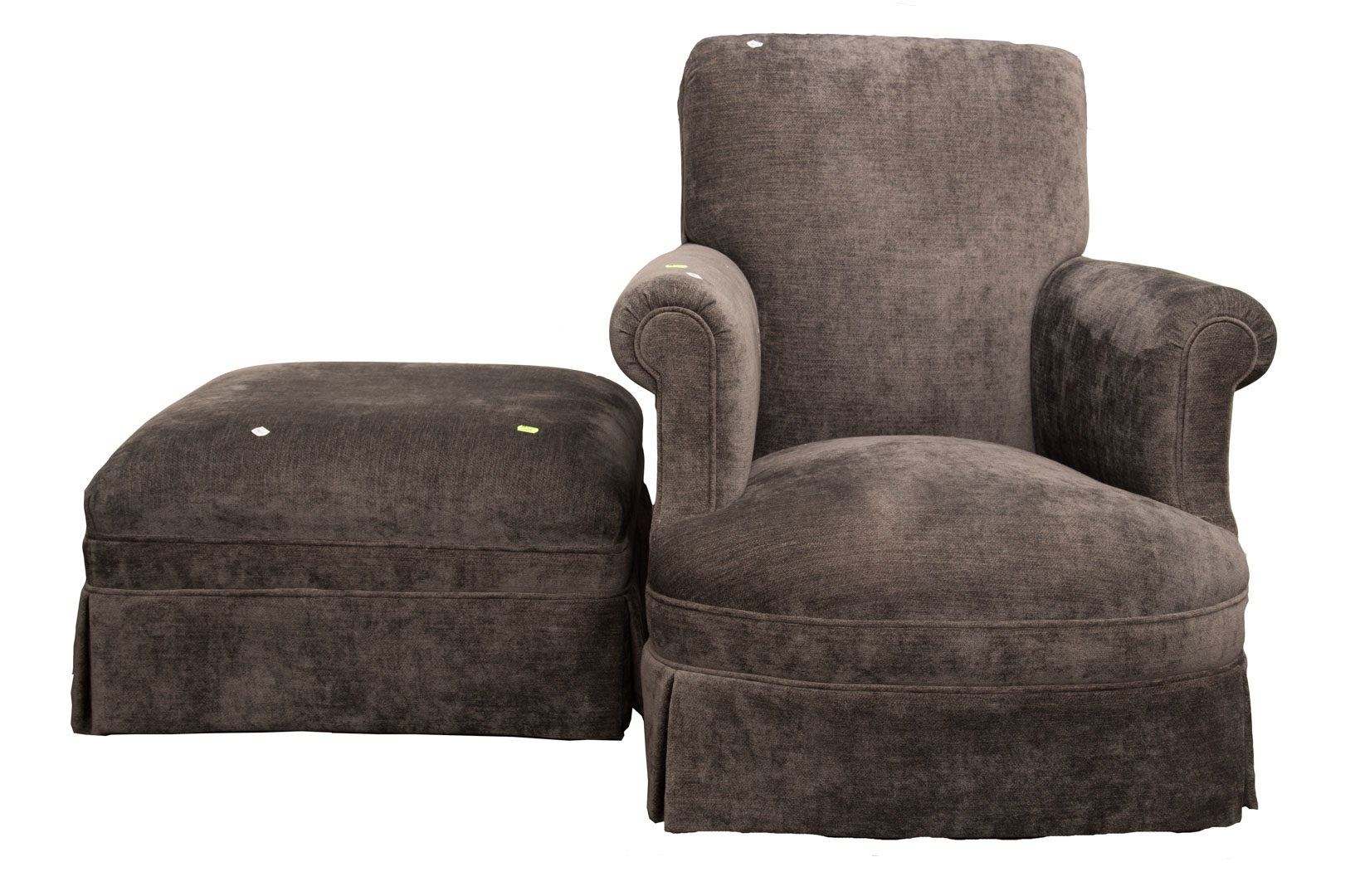 Appraisal: Upholstered armchair with foot stool