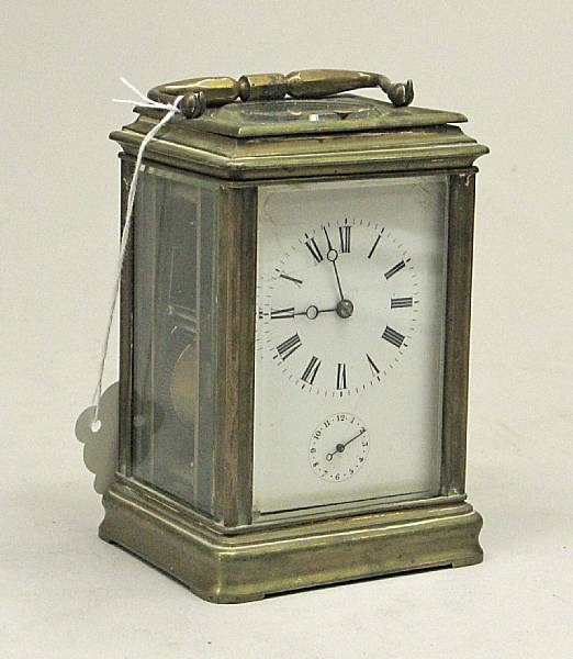 Appraisal: A French brass repeating carriage clock late th century The