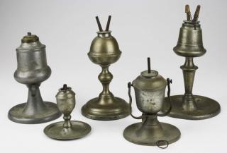 Appraisal: pcs of early th c lighting including whale oil camphene