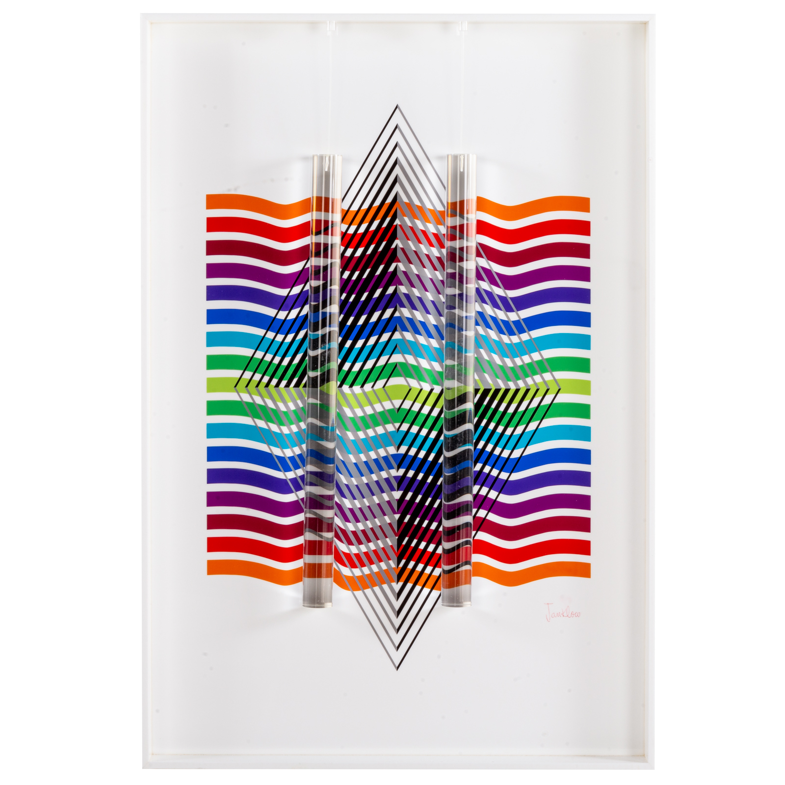 Appraisal: LEN JANKLOW DIAMOND FRACT KINETIC SCULPTURE American - Serigraph on