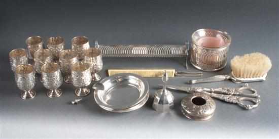 Appraisal: Assorted sterling silver table articles including chased silver liqueur stems