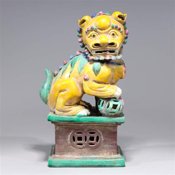 Appraisal: Chinese glazed porcelain foo lion overall good condition H x