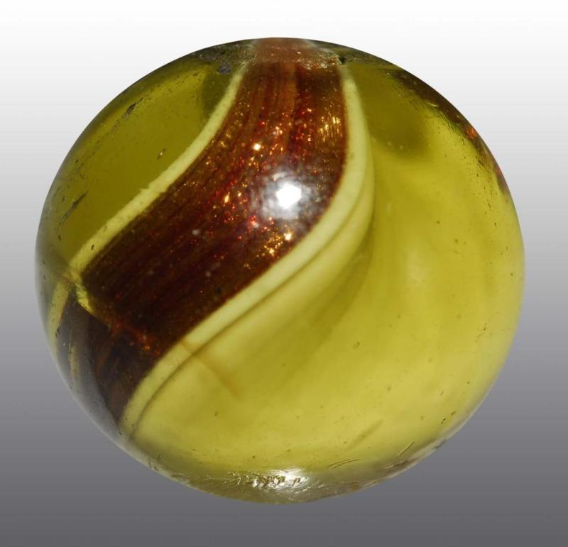 Appraisal: Ribbon Lutz Marble Description Base glass is a translucent yellow