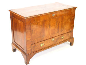 Appraisal: A walnut mule chest early th century the moulded hinged