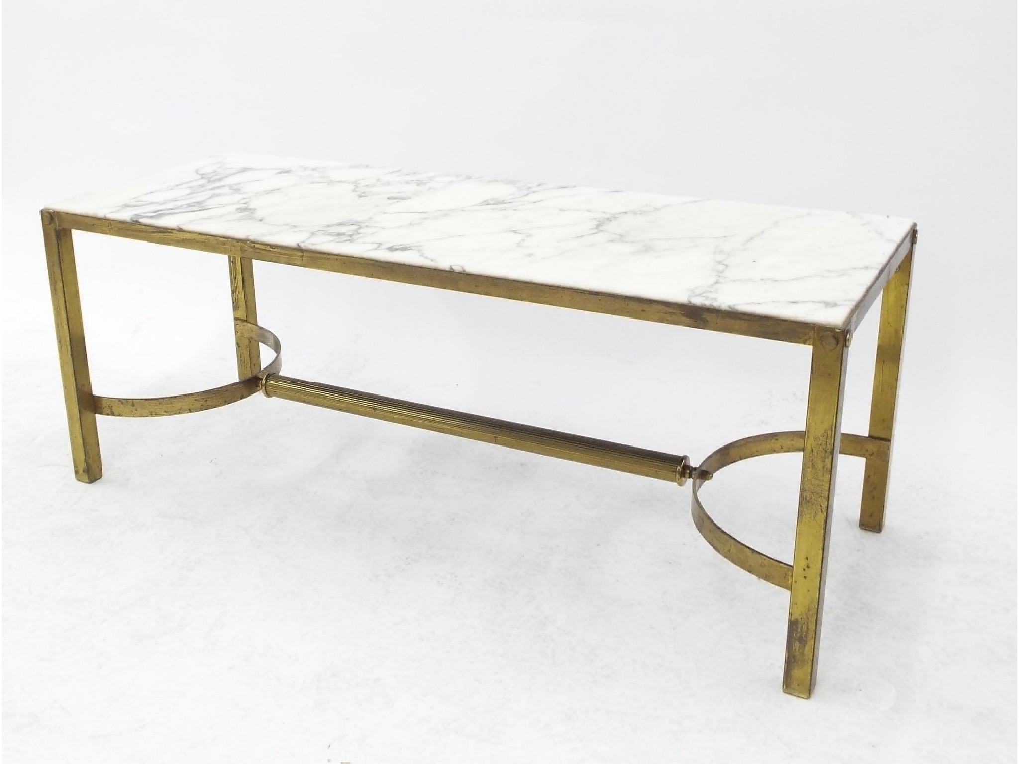 Appraisal: Decorative brass frame marble top coffee table long x high