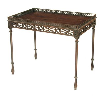 Appraisal: A George III mahogany silver table the pierced and inlaid