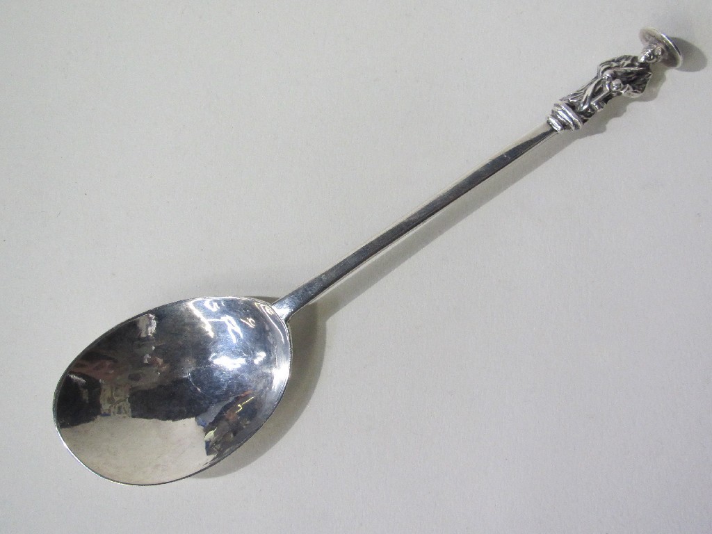 Appraisal: Antique silver serving spoon with figural finial