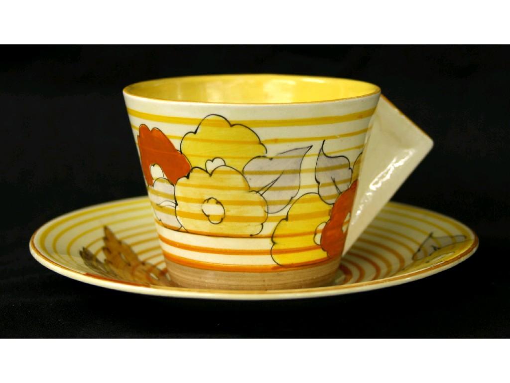 Appraisal: Clarice Cliff 'Capri' demi-tasse cup and saucer