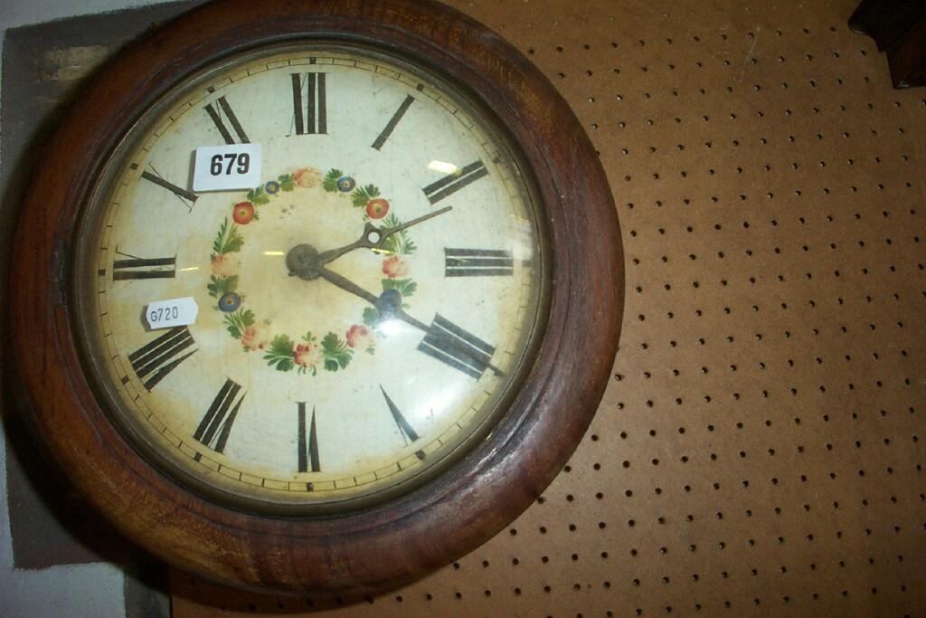 Appraisal: A th century mahogany German dial clock with painted timber