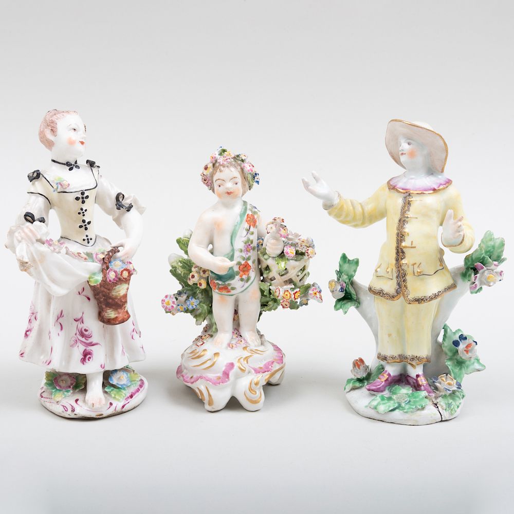 Appraisal: Bow Porcelain Figure of Pedrolino or Pierrot and Two Figures