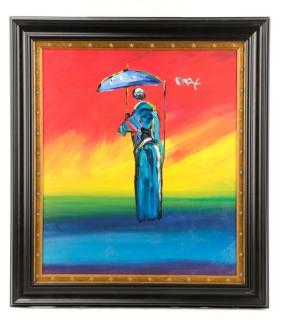 Appraisal: Peter Max Umbrella Man Acrylic on Canvas Orig Peter Max