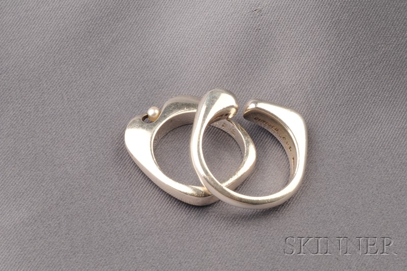 Appraisal: Two Abstract Sterling Silver Rings Georg Jensen Denmark post- mark