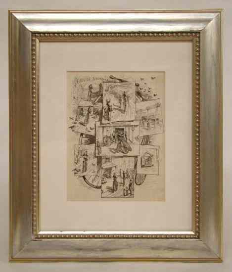 Appraisal: Framed print ''Roadside Sketches'' American circa There are individual scenes