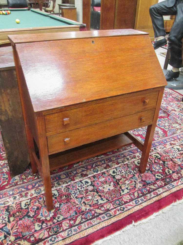 Appraisal: MISSION OAK SLANT-FRONT WRITING DESK Novelty Wood Works Co Union