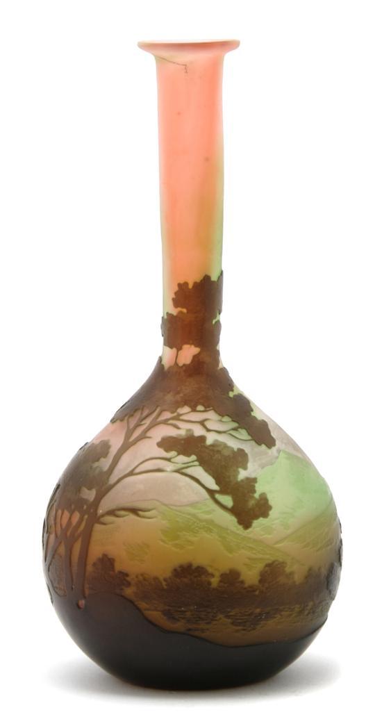 Appraisal: A Galle Cameo Glass Vase of bottle form decorated with