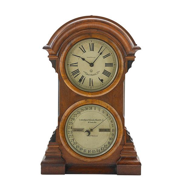 Appraisal: SETH THOMAS CALENDAR CLOCK Mahogany case double dial time and