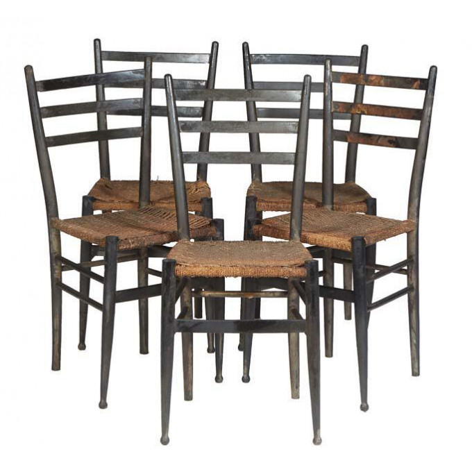 Appraisal: Set of Five Carved Beech Louisiana Plantation Style Dining Chairs