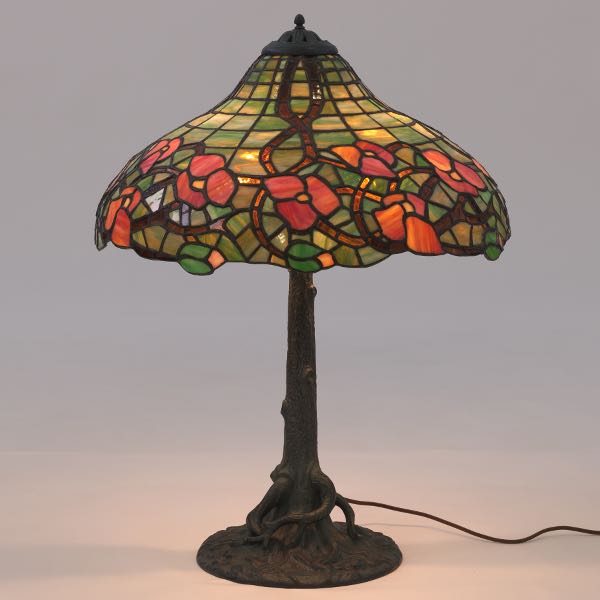 Appraisal: CHICAGO MOSAIC LAMP height shade diameter Tree Trunk Base and