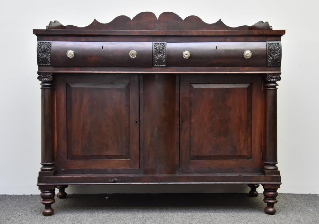 Appraisal: Large Empire mahogany sideboard circa h x w x d