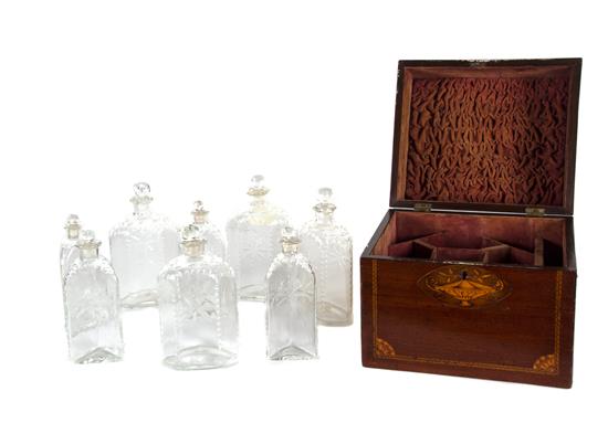 Appraisal: Sale Lot An English Mahogany Campaign Style Decanter Box th