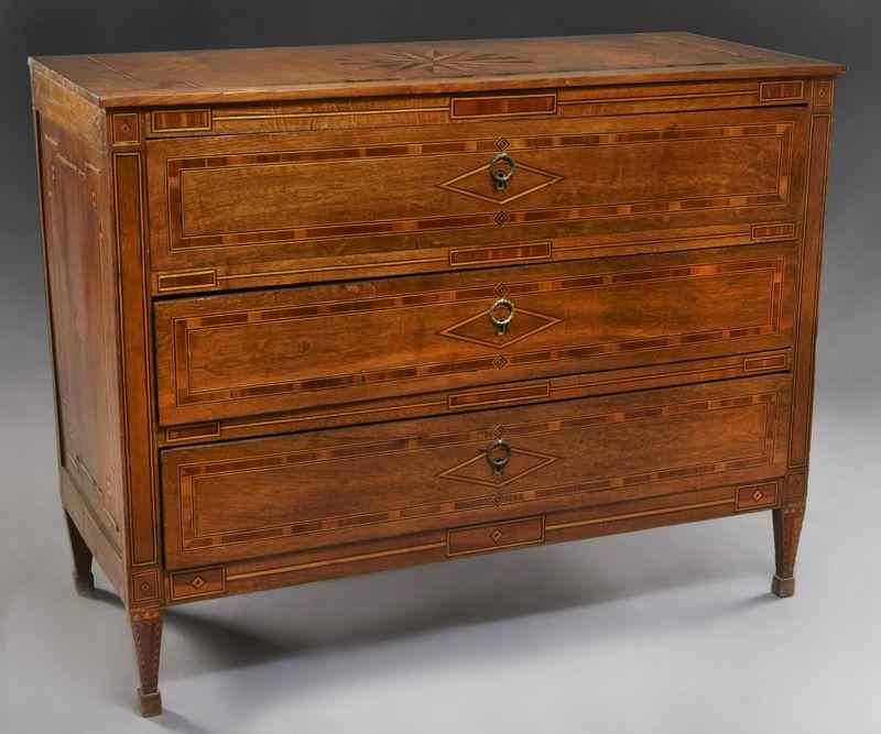 Appraisal: Inlaid Italian Neoclassical -drawer commode the top with an inlaid