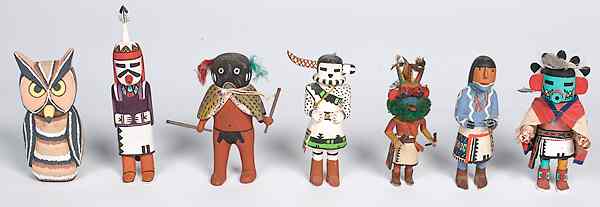 Appraisal: Hopi Miniature Katsinas lot of includes Early Morning Katsina Kawikoli