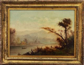 Appraisal: th C Hudson River School Landscape w figures th C