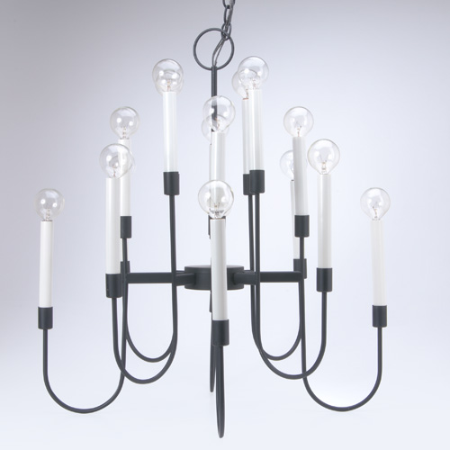 Appraisal: TOMMI PARZINGER Attr Sixteen-light enameled metal hanging fixture x