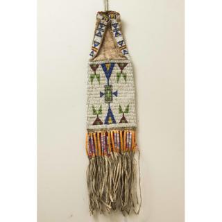 Appraisal: Plains Indian Beaded Hide Tobacco Bag Two sided Plains Indian