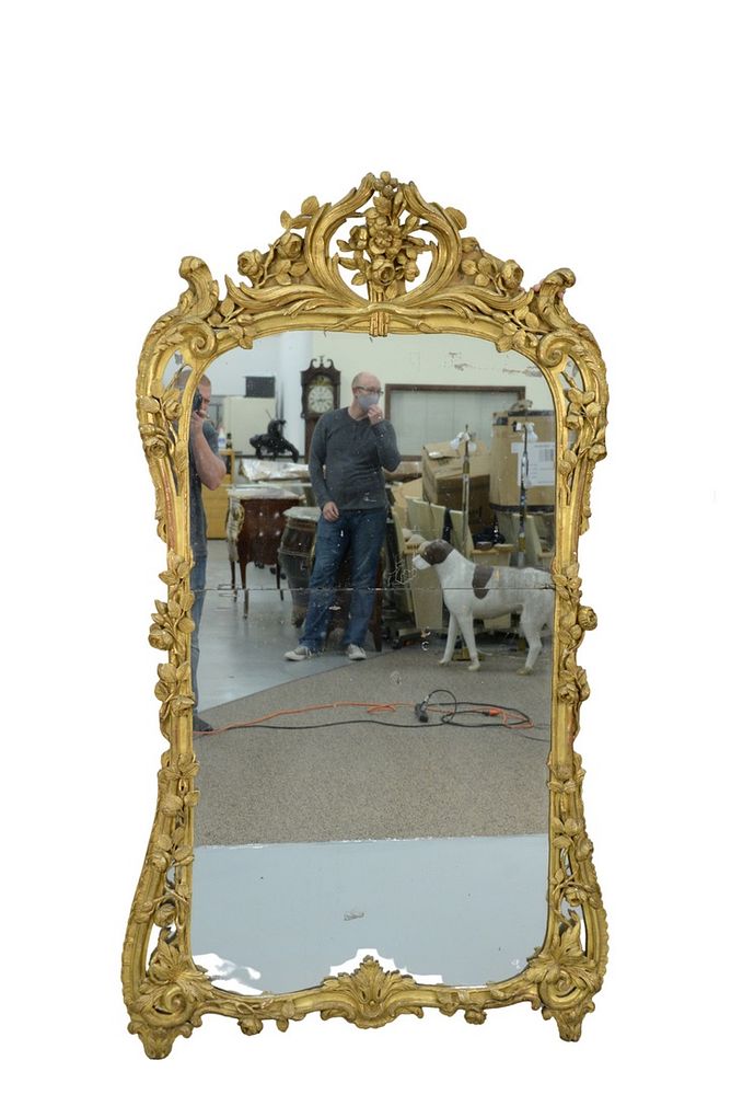 Appraisal: Louis XV Giltwood Mirror divided mirror plate with rectangular frame