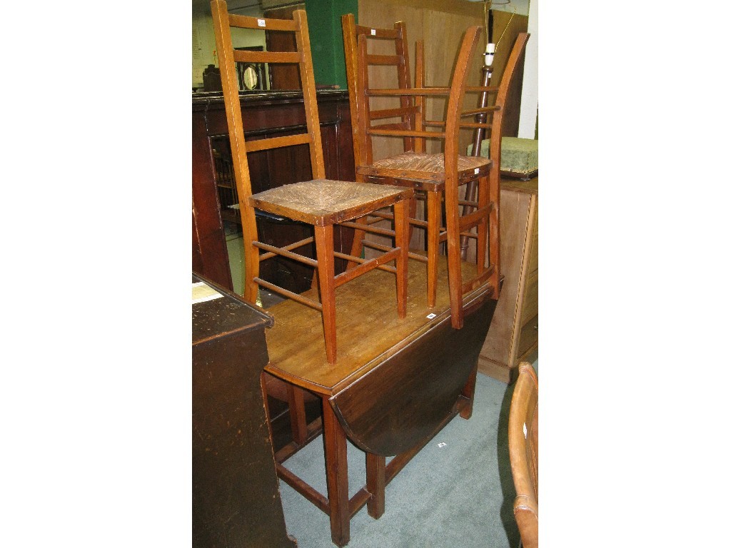 Appraisal: Lot comprising gateleg table three chairs and a standard lamp