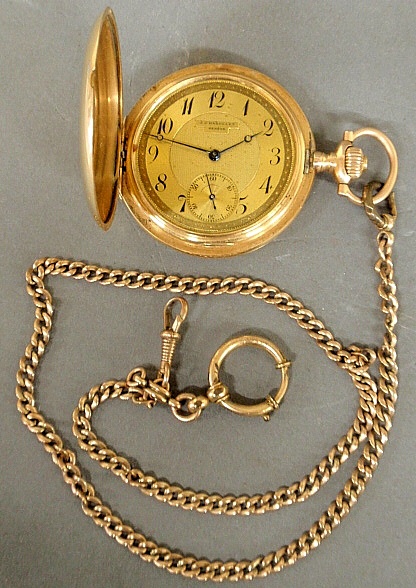 Appraisal: - Hunter cased k gold pocket watch signed J J