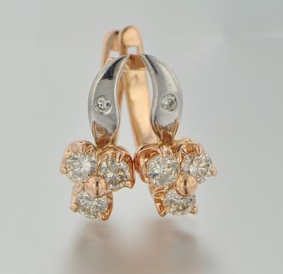 Appraisal: A Pair of Rose Gold and Diamond Earrings k rose