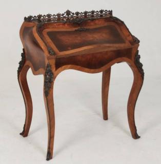 Appraisal: LOUIS XV STYLE WALNUT FALL FRONT LADIES BUREAU LOUIS XV