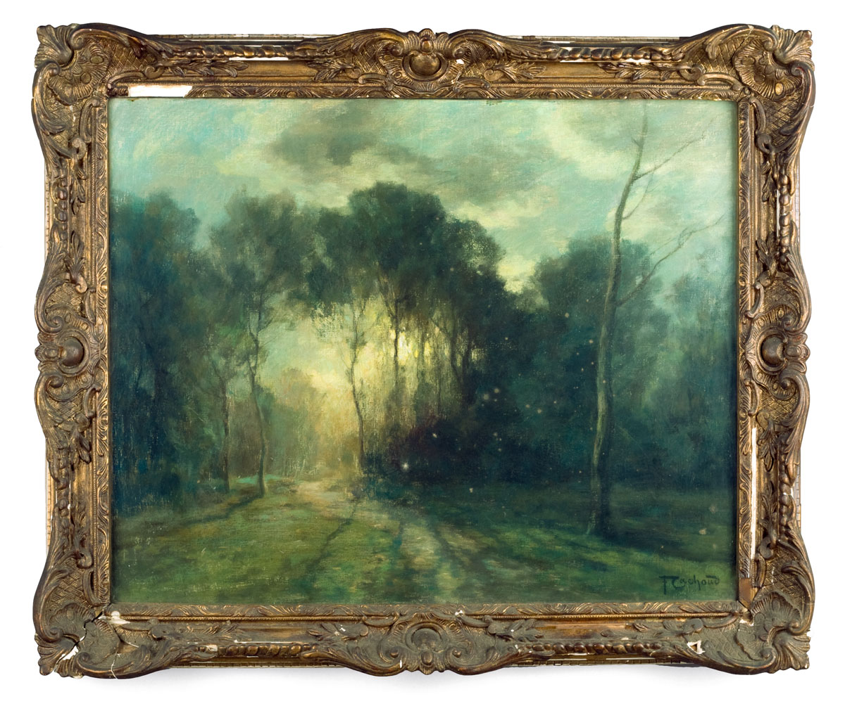 Appraisal: FRANCOIS CHARLES CACHOUD FRENCH - FOREST CLEARING AT TWILIGHT Pastel