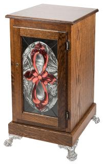 Appraisal: Oak Slot Vending Machine Stand with Paneled Glass Front Door