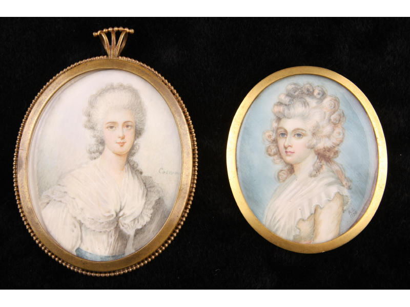 Appraisal: Two Portrait Miniatures British th c both painted on ivory