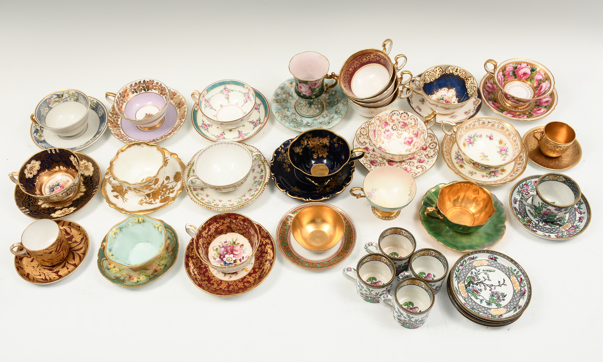 Appraisal: PC EUROPEAN TEA CUPS SAUCERS A collection of - Sets