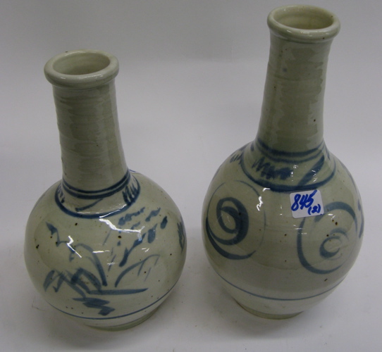 Appraisal: TWO JAPANESE TOKKURI IMARI VASES BOTTLES in blue and white