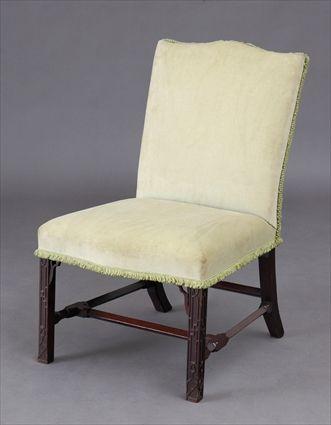 Appraisal: GEORGE III MAHOGANY SIDE CHAIR The shaped cresting rail above