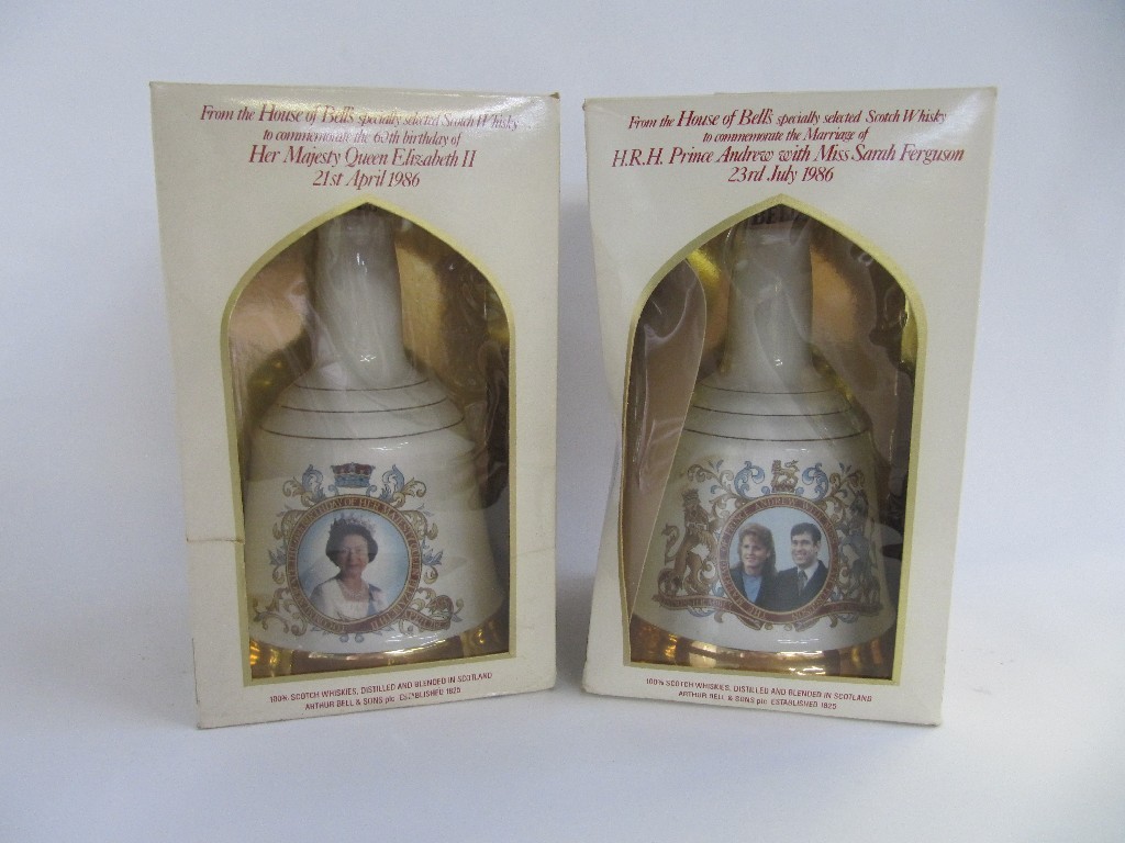 Appraisal: Two Bells commemorative decanters and contents