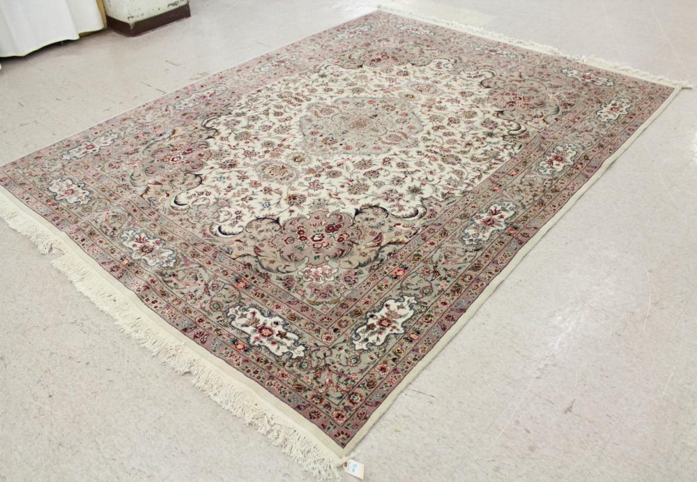 Appraisal: HAND KNOTTED ORIENTAL WOOL AND SILK CARPET Persian Isfahan design