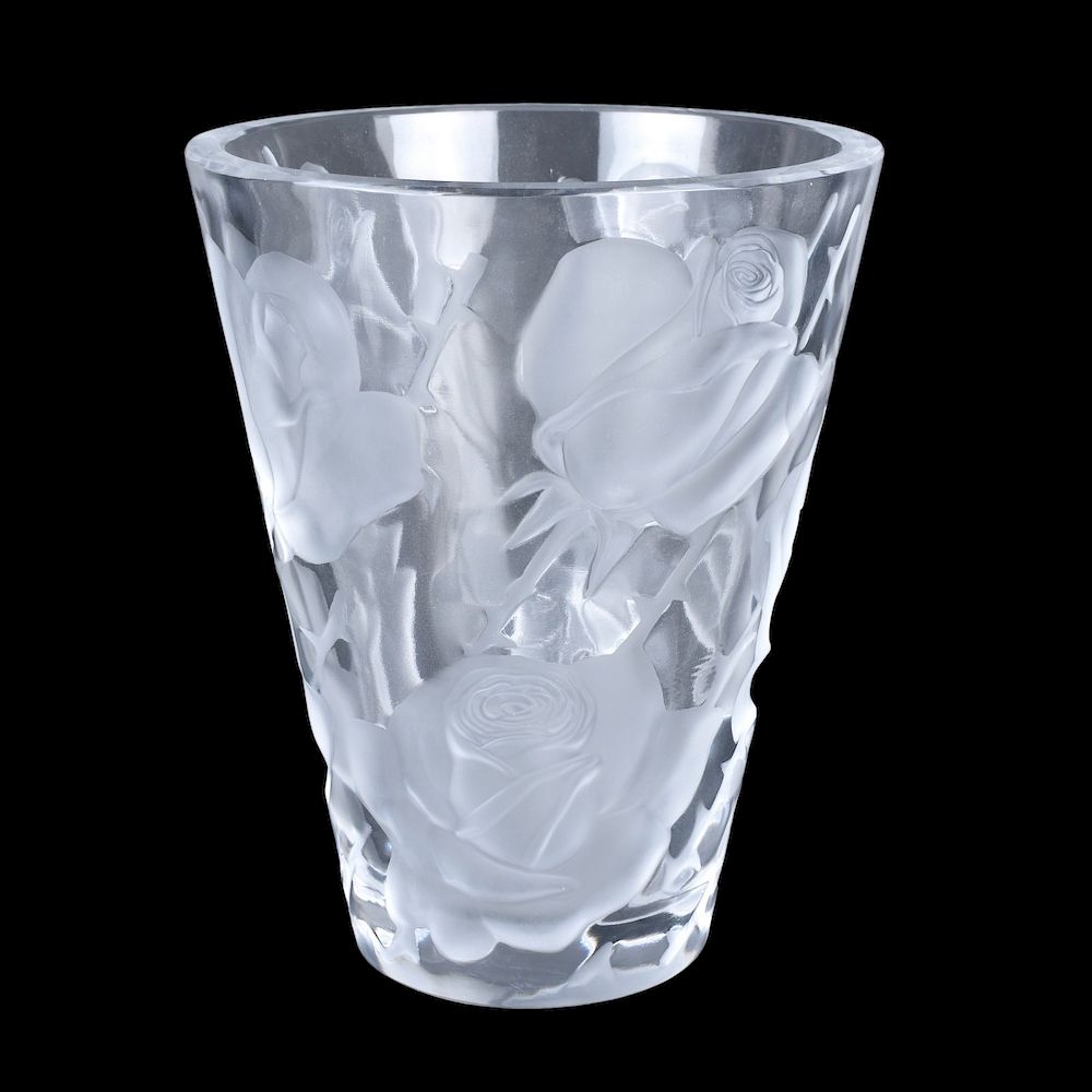 Appraisal: Lalique Crystal Ispahan Vase Lalique Crystal Ispahan Vase Clear vase